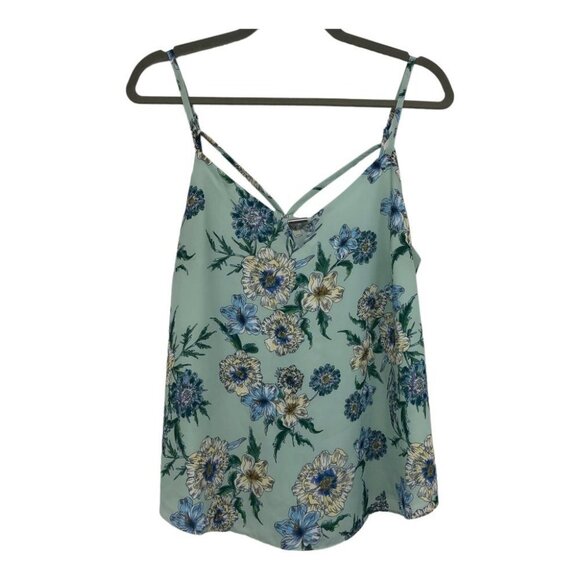 Kismet Light Teal Green Floral Keyhole Neck Camisole Tank Top size M - Picture 2 of 16